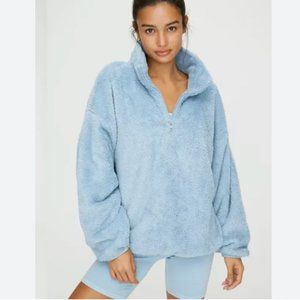 TNA Artizia fuzzy zip mockneck - black